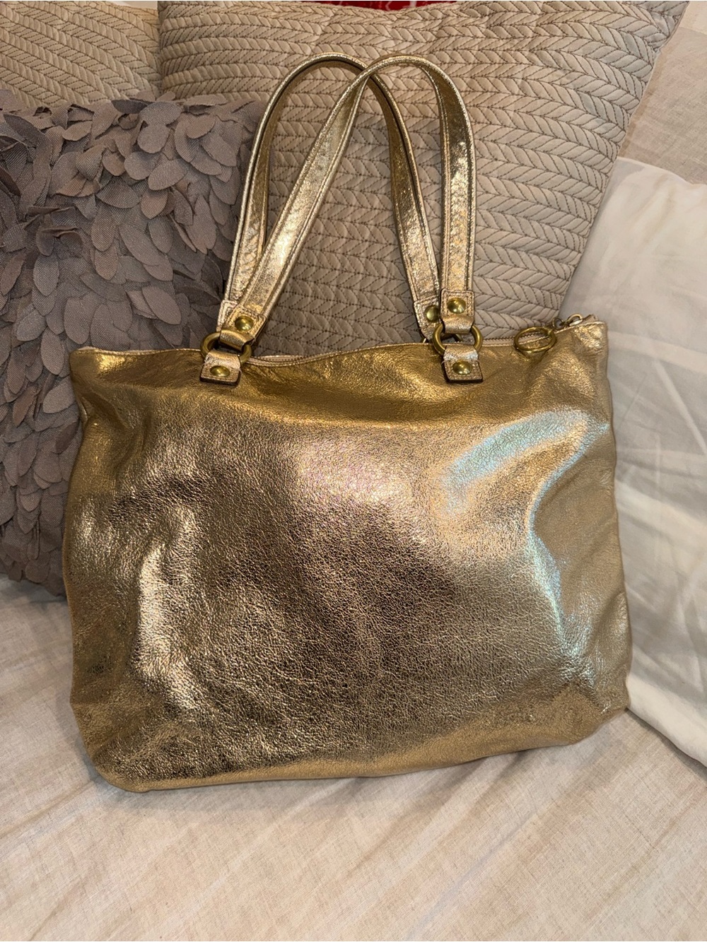Coach Metallic Gold Leather Tote - Picture 2 of 6
